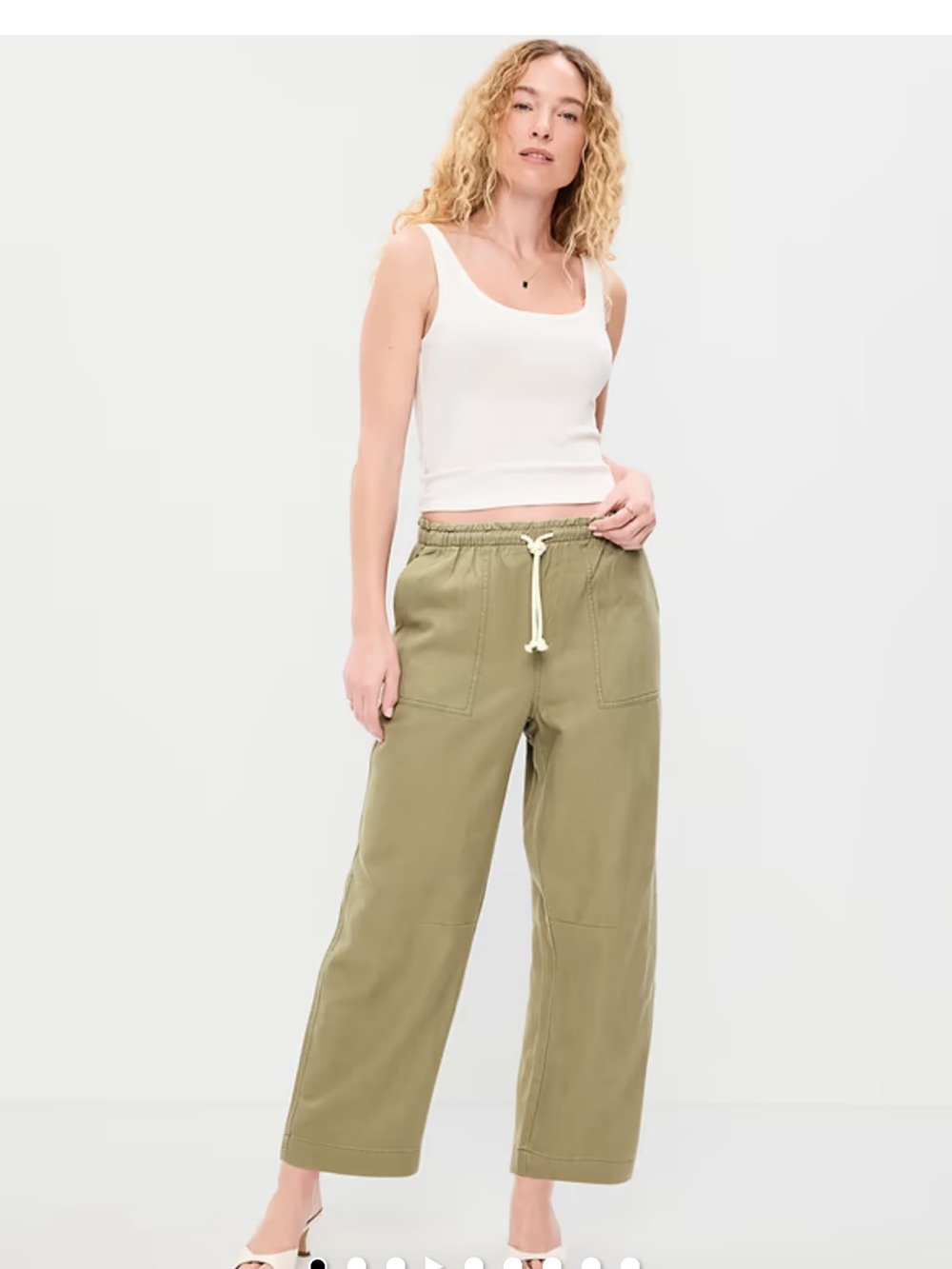 Old Navy high waist utility Wide-Leg Drawstring Pants in Olive Green